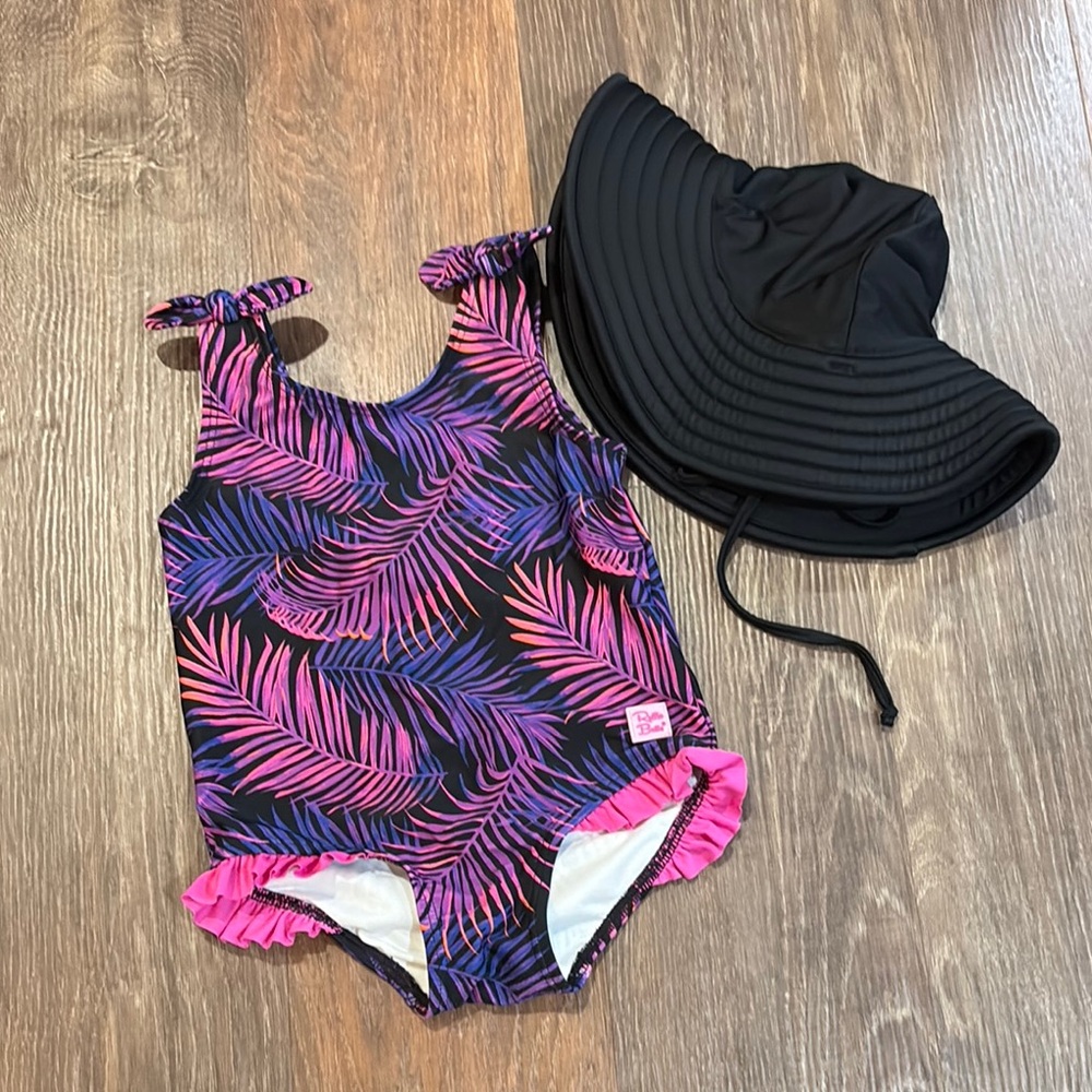 Ruffle Butts Pink and Purple One Piece Swimsuit with Ruffles